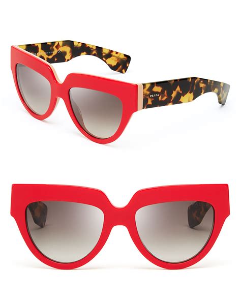 prada two tone cat eye sunglasses in red red beige lyst