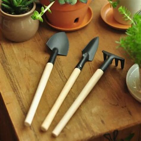plant garden tools set  wooden handle gardening shovel rake small garden tools set zq
