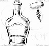 Bottle Whisky Vector Clipart Sketched Corkscrew Illustration Royalty Coloring Seamartini Graphics Template Pages sketch template