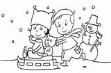 Coloring Pages Printable Playing Winter Kids Sledding Color Print Snowman Mom Popular Coloringtop Ice sketch template