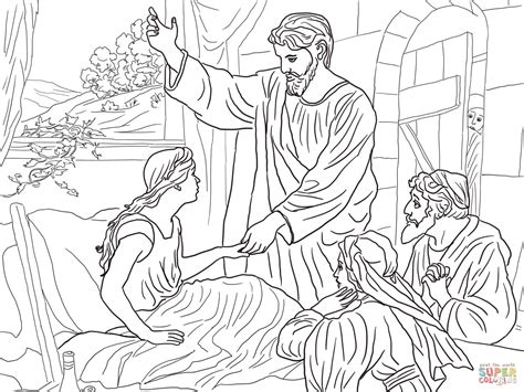 jesus heals jairus daughter coloring page heals daughter coloring page