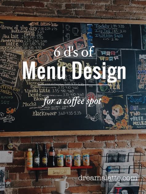 creating  coffee shop menu dreamalatte