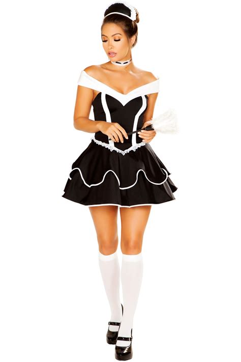Sexy Chamber Maid Double Layer Dress Halloween Waiter Costume Adult