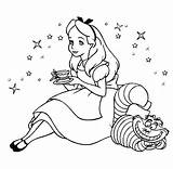 Alice Wonderland Coloring Pages Cheshire Coloringfolder Sheets Disney sketch template