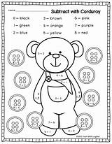 Bear Corduroy Math Teddy Worksheets Subtraction Activities Bears Color Printables Printable Kids Subtract Coloring Addition Number Theme Teddybear sketch template