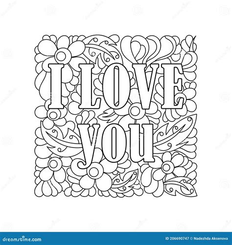 coloring book valentines day  words  love  stock illustration