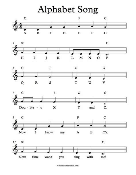 lead sheet alphabet song easy piano sheet  clarinet sheet   sheet