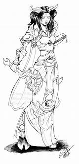 Warcraft Coloring Pages Draenei Adult Colouring Priest Commission Deviantart Books Princess Line Book Warrior Artists Lineart sketch template