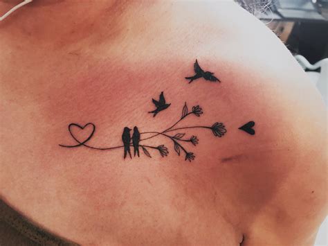 Birds And Flowers Tattoo Collar Bone Tattoo Tattoos Body Art Tattoos