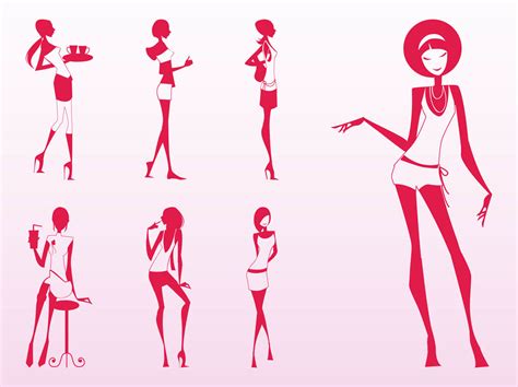 glamour girls silhouettes vector art and graphics