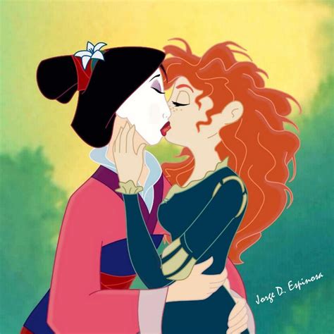 lesbians mulan mérida brave disney princess sketch