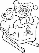 Sleigh Coloring Santa Pages Christmas sketch template