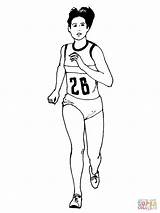 Coloring Running Marathon Woman Pages Athletics Printable Supercoloring sketch template