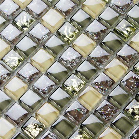 Brown Glass Tile Backsplash Ideas Bathroom Mosaics Ice Crackle Crystal