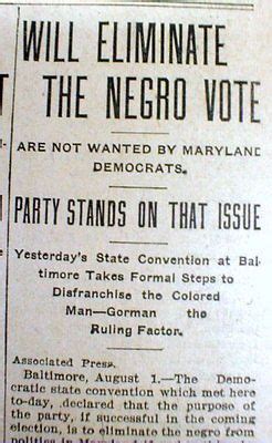 newspaper jim crow law  state  maryland  eliminate negroes