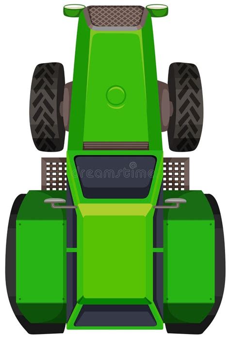 top view  green tractor stock vector illustration  cartoon