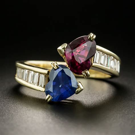 estate ruby sapphire  diamond bypass ring