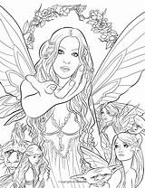 Coloring Pages Elf Fantasy Fairy Printable Adult Adults Fenech Books Selina Mystical Advanced Elves Fairies Dragon Mythical Print Colouring Mermaid sketch template