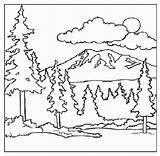 Coloring Mountain Pages Mountains Printable Scenery Children Smoky Adult Color Kids Forest Landscape Book Print Colouring Scene Sheets Tree Clipart sketch template