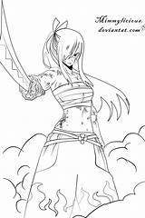 Tail Erza Natsu Traceable Nicepng Ballerina Printable Colorier Coloriages Lineart Scarlet sketch template