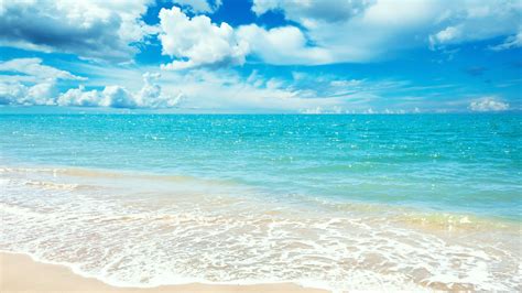 beautiful blue beach  cloudy blue sky  hd beach wallpapers hd