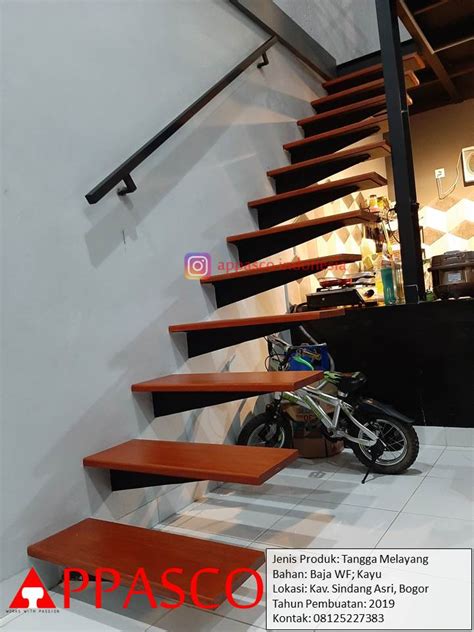 tangga melayang minimalis modern baja kayu  bogor jual