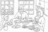 Mewarnai Keluarga Kartun Makan Mewarnaigambar Gaya Tren Berpeci sketch template