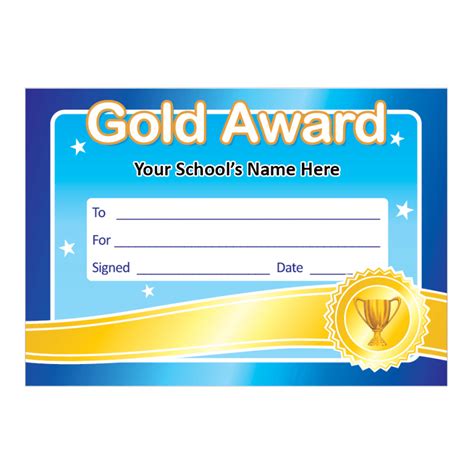 gold award certificates stickers  teachers