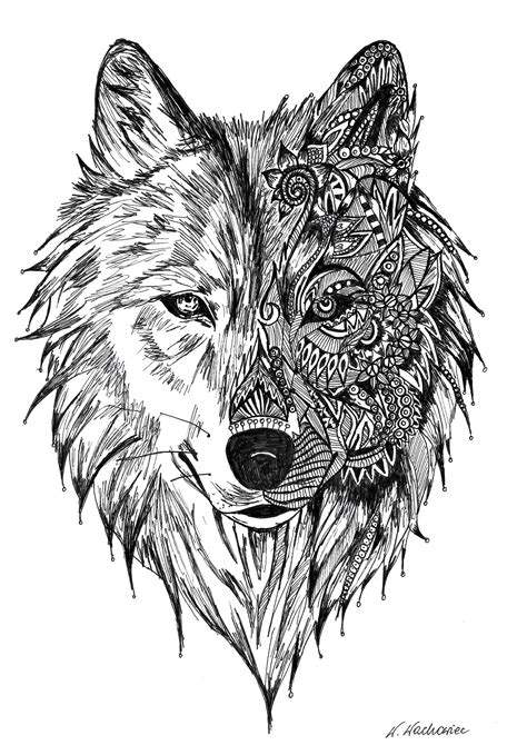 mandala wolf drawing  paintingvalleycom explore collection