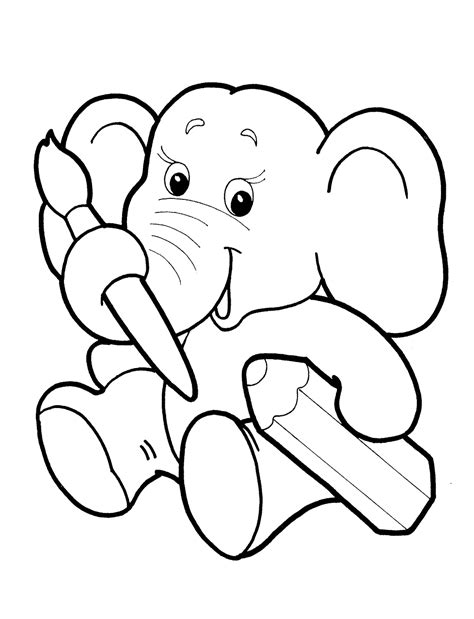 coloring page baby elephant