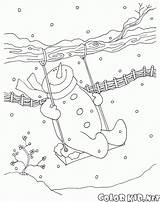 Neve Altalena Pupazzo Neige Snowman Bonhomme Schneemann Swing Boneco Balançoire Balanço Snowmen Hut Bonshommes Bonecos Schaukel Pupazzi Colorkid Manteau Cappello sketch template