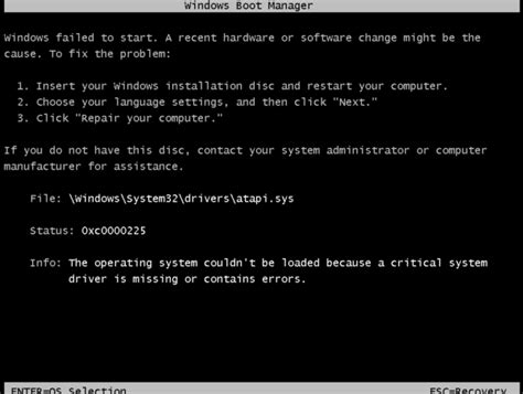 windows boot manager fout oplossen xc status niet gevonden virtual machines