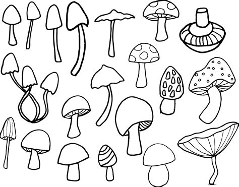 mushrooms color  outline easy tattoos  draw mushroom drawing