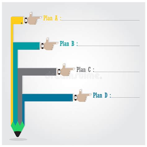 creative template with pencil ribbon banner flow chart