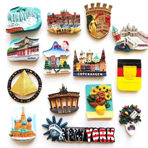 denmark south korea netherlands egypt germany russia  fridge magnets tourism souvenirs