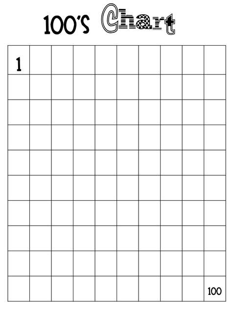 printable blank number chart   print number chart hundreds chart