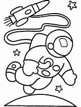 Astronaut Space Coloring Pages Kids Crafts Coloringpagesfortoddlers Rocket sketch template
