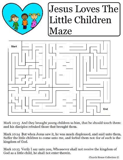 jesus loves   children maze sunday school lessons kids