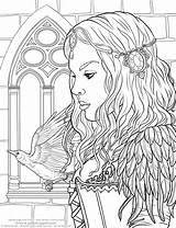 Coloring Pages Adults Fantasy People Adult Printable Books Grayscale Cute Gothic Book Kids Color Fairy Dark Colouring Print Sheets Extras sketch template