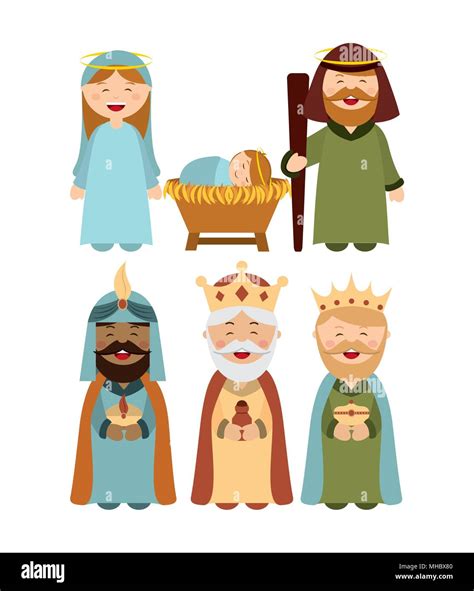 christmas manger characters design vector illustration eps graphic