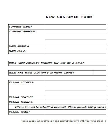 sample customer information forms  ms word  excel