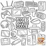 Technology Doodle Computer Gadgets Clipart Line Tools Drawn Scrapbook Hand Icons Doodles Clip Artwork Set Para Draw Vector Coloring Etsy sketch template
