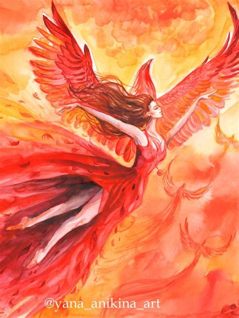 Phoenix Painting Goddess Phoenix Original Art Woman Bird Art Inspire