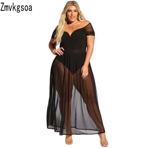 Zmvkgsoa Women Sexy Black Sheer Mesh See Through Plus Size