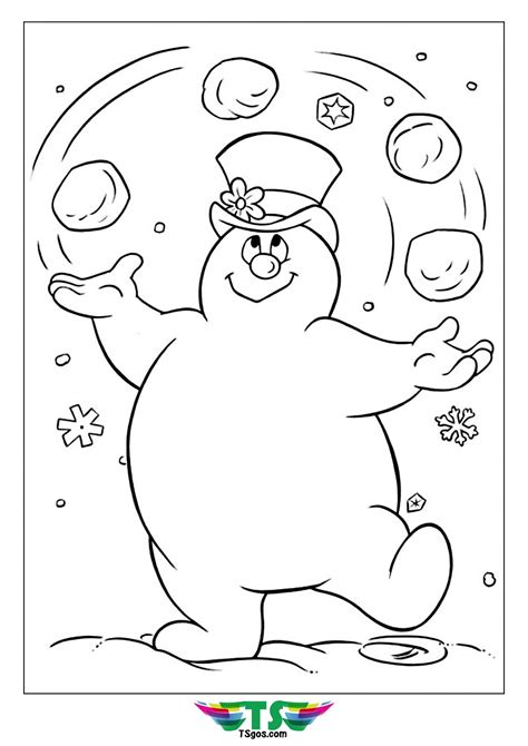frosty snowman playing snowball coloring snowman coloring pages