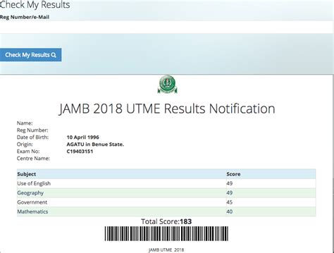 jamb result   check jamb utme results