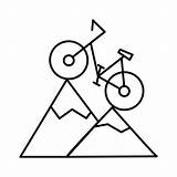 Uphill Mountainbike Clip Lineares Hügel Biking Illustrationen Aufstieg Gipfel sketch template