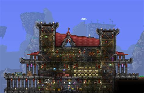 finally finished  castle    lot  inspiration   builds rterraria