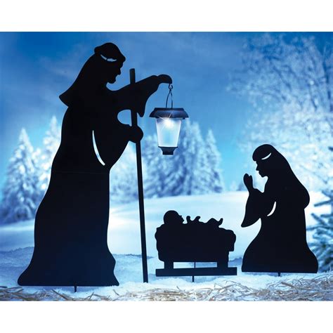 outdoor solar christmas decorations nativity shadow  led lighted