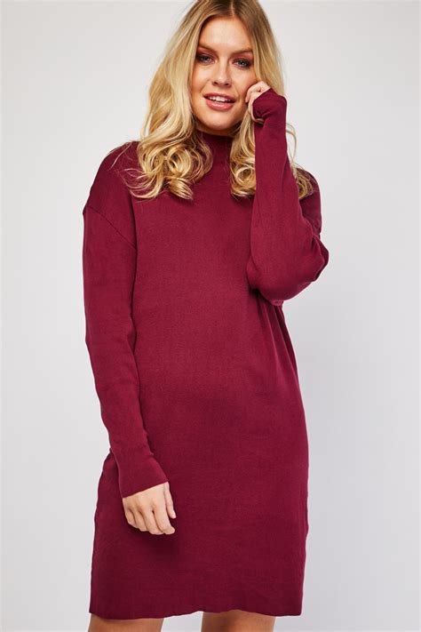 plain long knit jumper dress